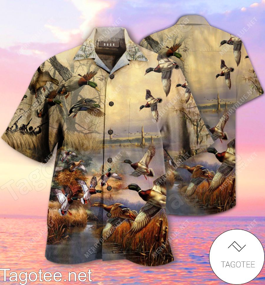 Amazing Ducks Vintage Sunset In The Field Hawaiian Shirt