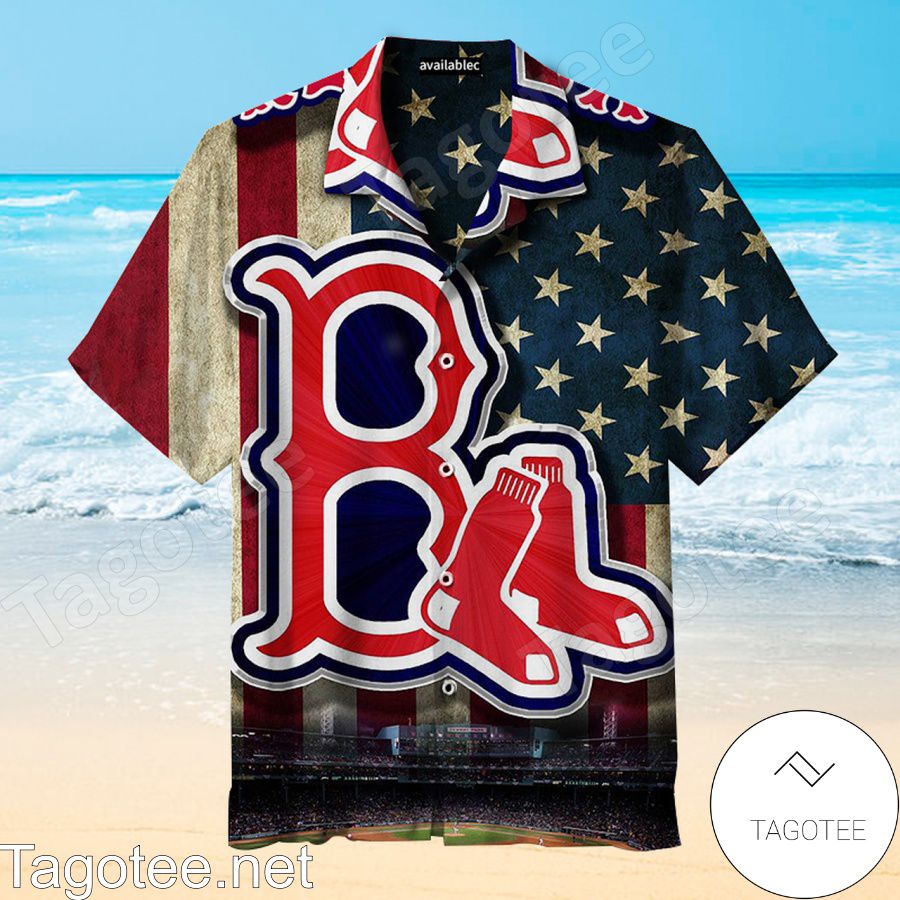 American Flag Boston Red Sox Team Unisex Hawaiian Shirt