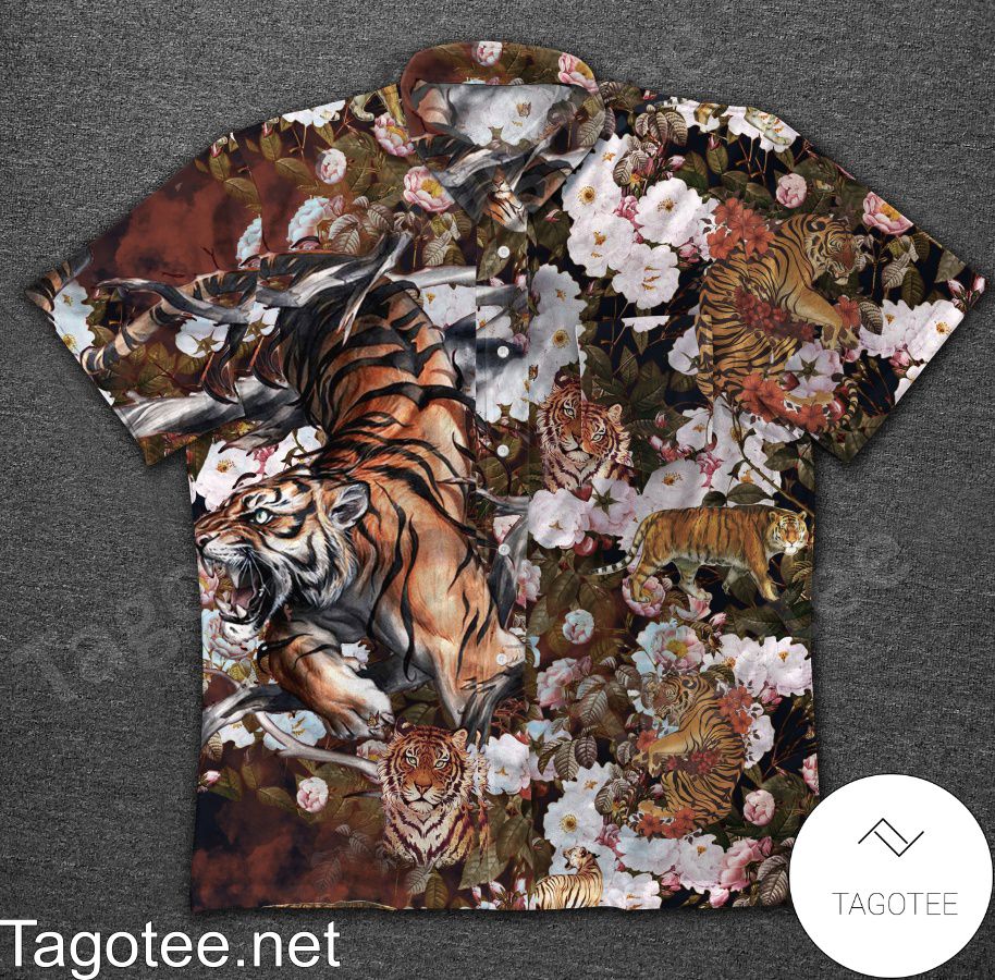 Animal Tiger With Flower Hawaiian Shirt