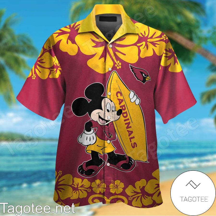Arizona Cardinals & Mickey Mouse Hawaiian Shirt And Short