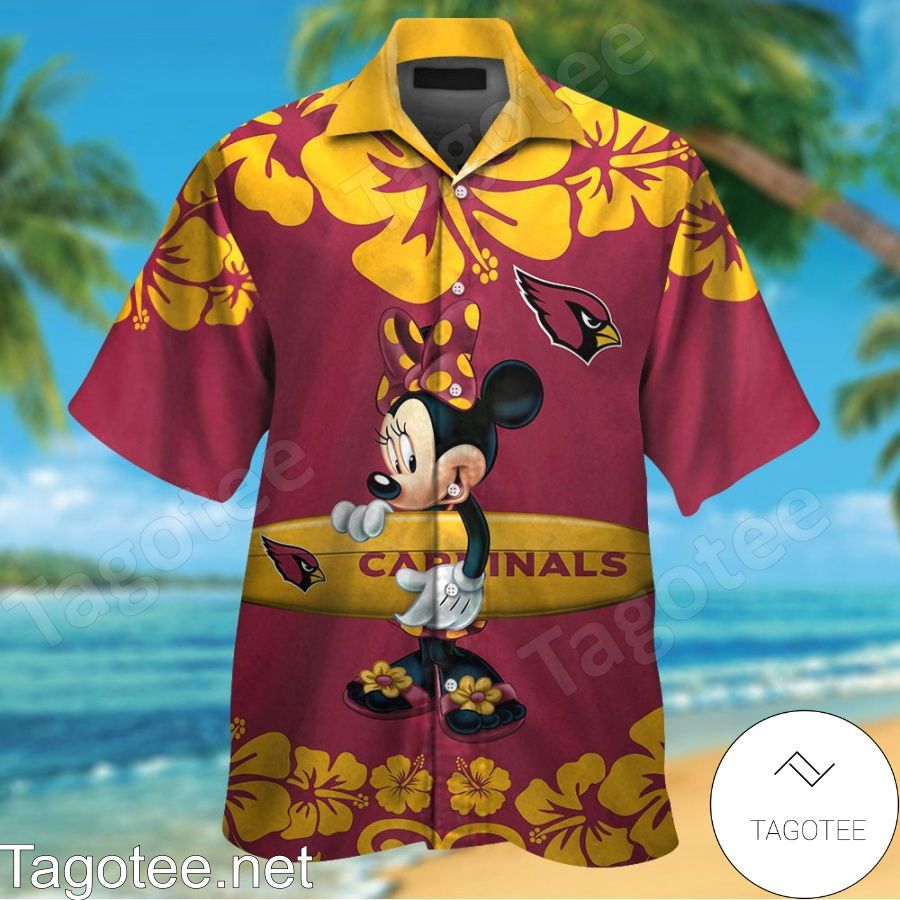 Arizona Cardinals & Minnie Mouse Hawaiian Shirt And Short