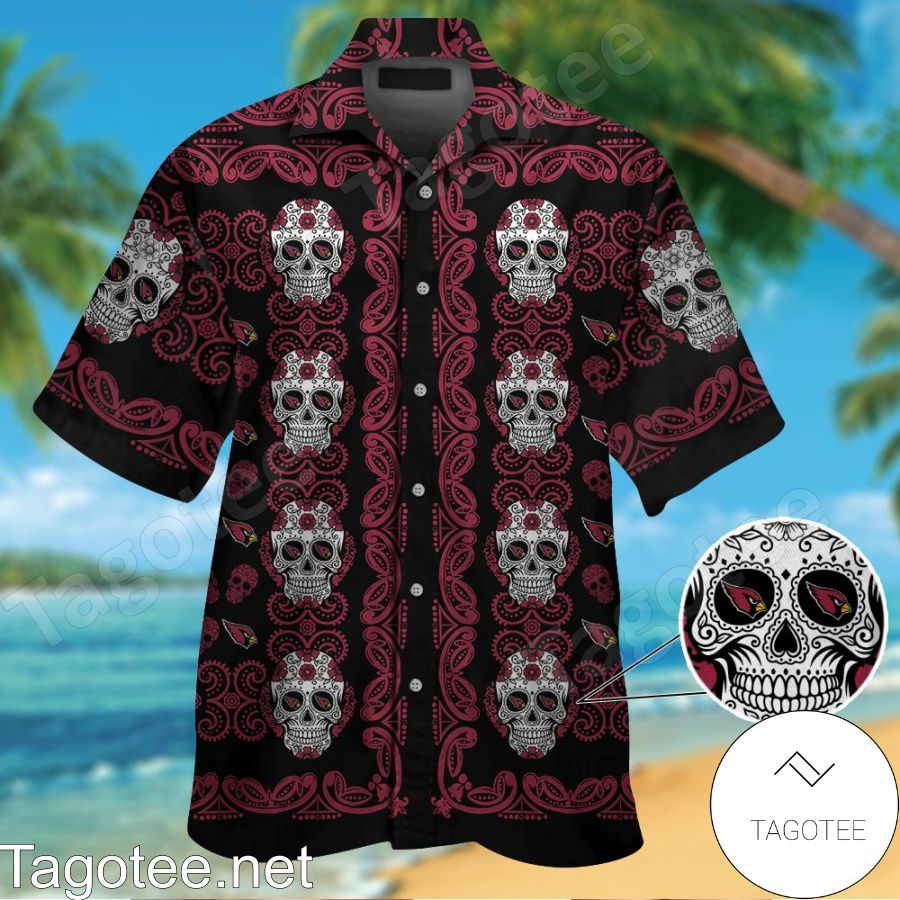 Arizona Cardinals Skull Hawaiian Shirt And Short