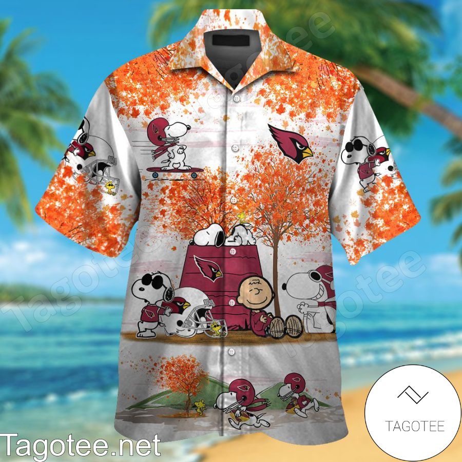 Arizona Cardinals Snoopy Autumn Hawaiian Shirt And Short