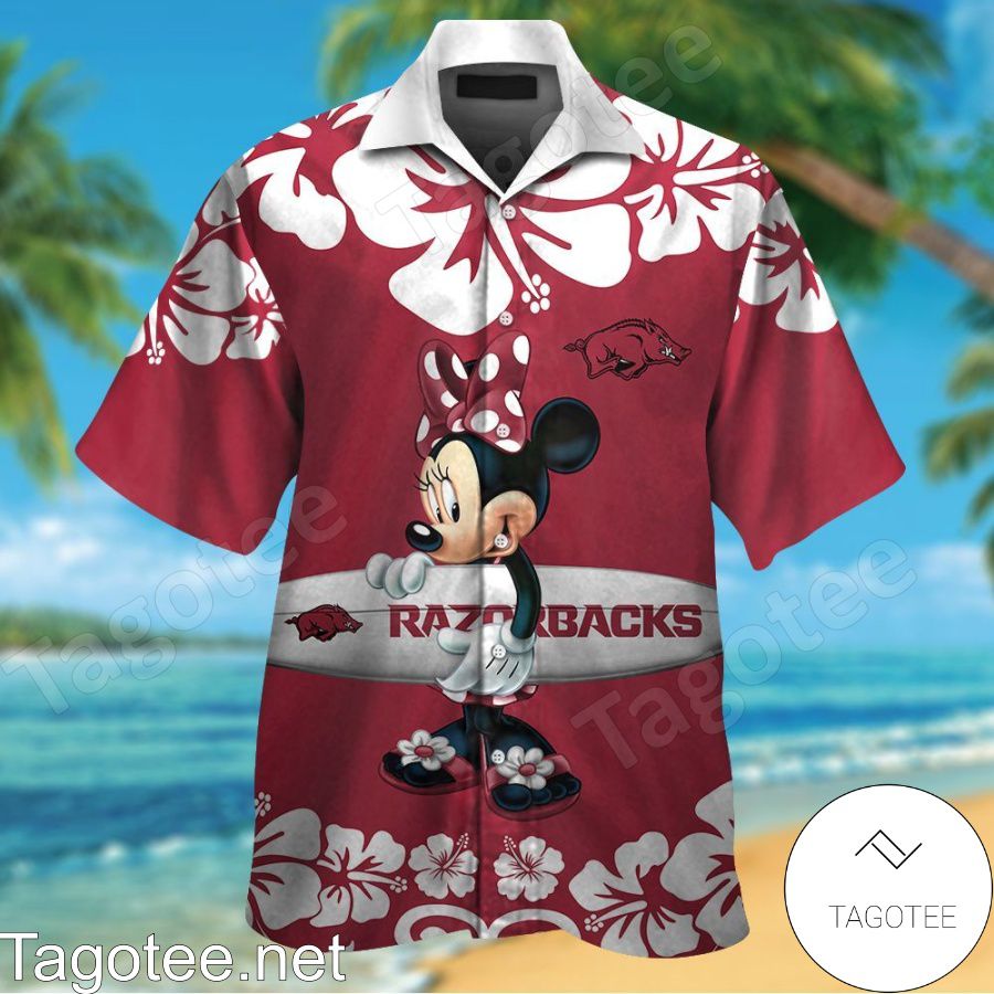 Arkansas Razorbacks & Minnie Mouse Hawaiian Shirt And Short