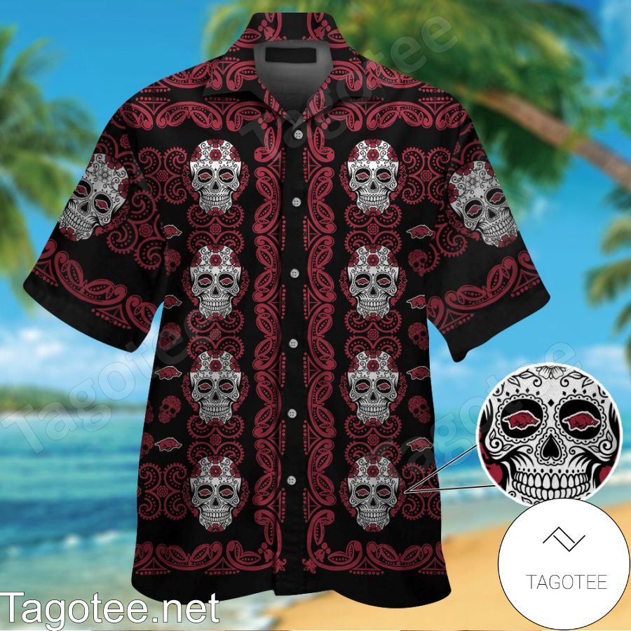 Arkansas Razorbacks Skull Hawaiian Shirt And Short