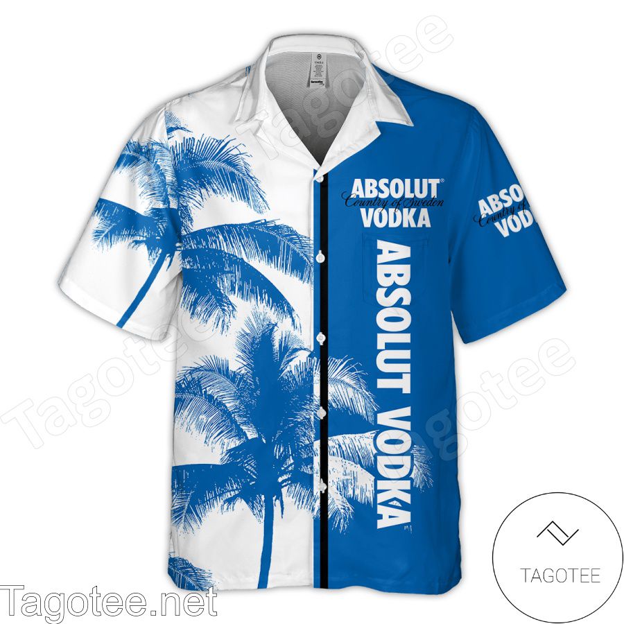 Asolut Vodka Palm Tree White Blue Hawaiian Shirt And Short a