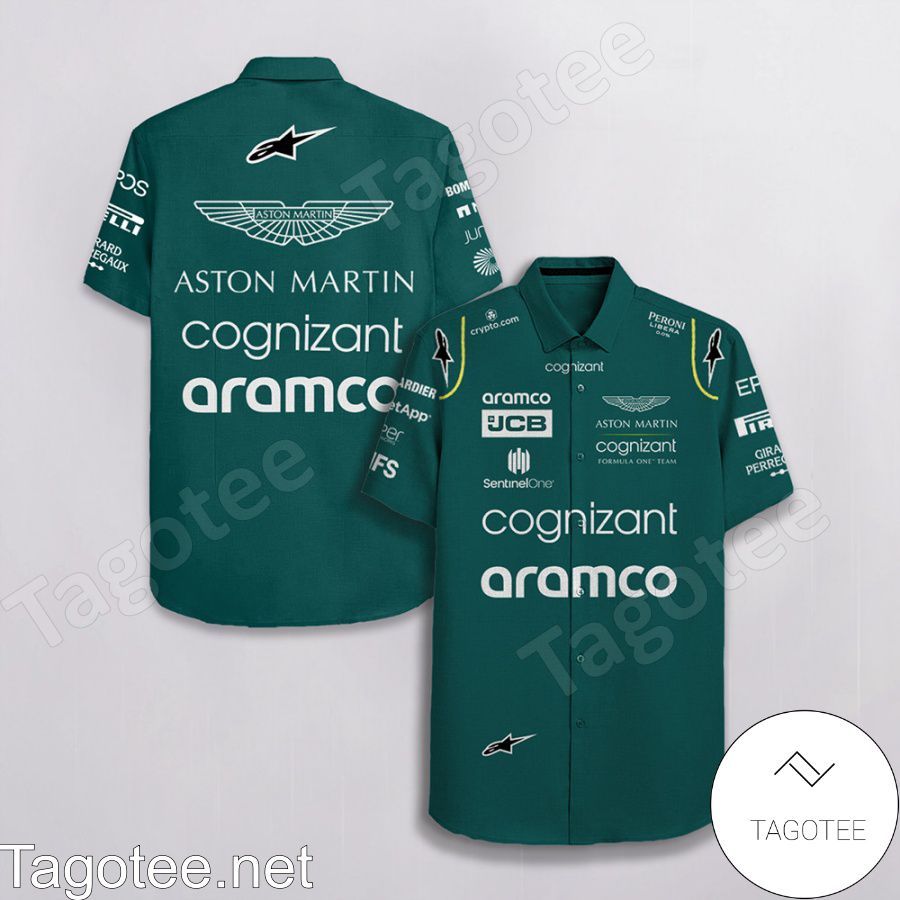 Aston Martin F1 Team Racing Cognizant Aramco Jcb Alpinestars Hawaiian Shirt And Short a