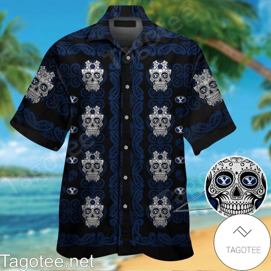 BYU Cougars Skull Hawaiian Shirt And Short - Tagotee