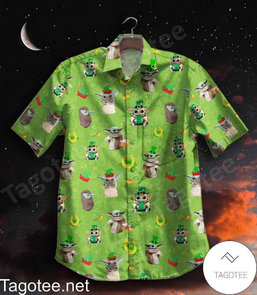 Baby Yoda Happy Patrick's Day Green Hawaiian Shirt