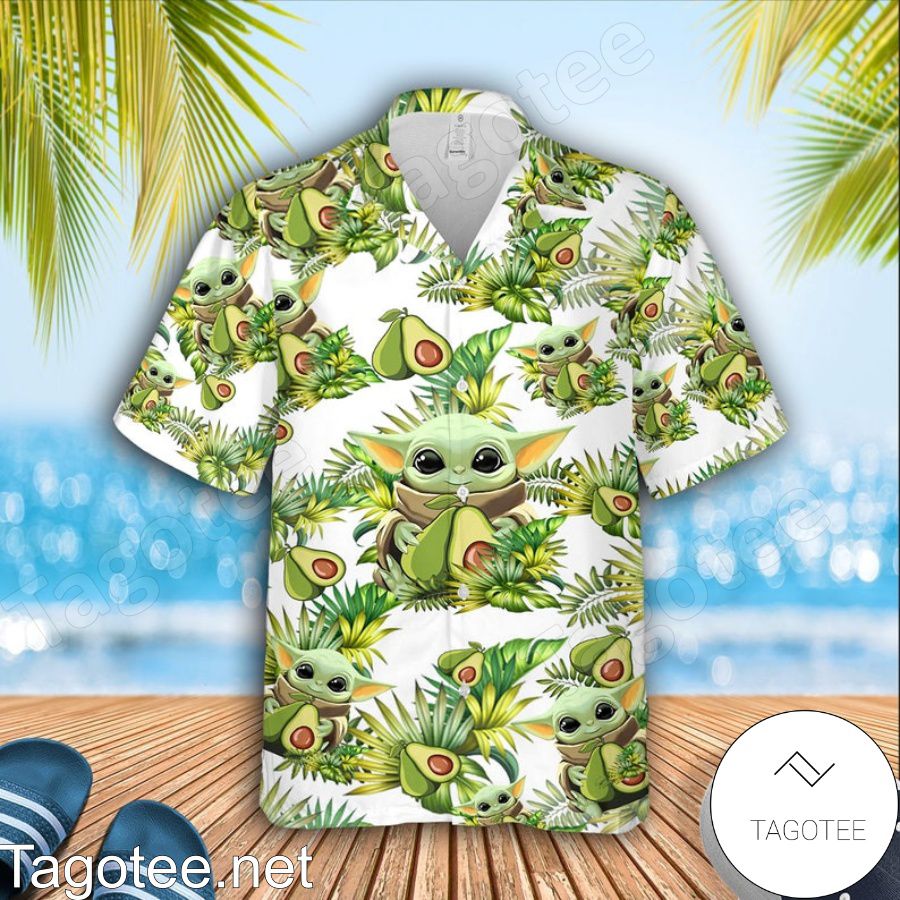 Baby Yoda Star Wars Avocado White Hawaiian Shirt And Short