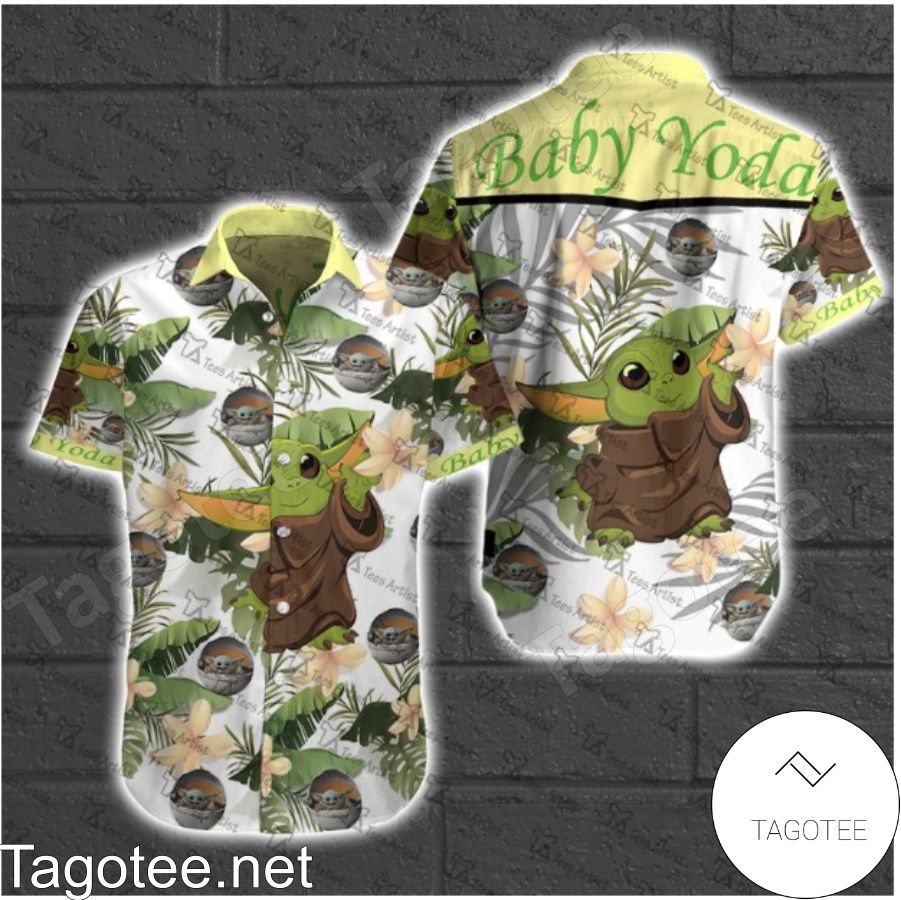 Baby Yoda Star Wars Tropical Plant Hawaiian Shirt