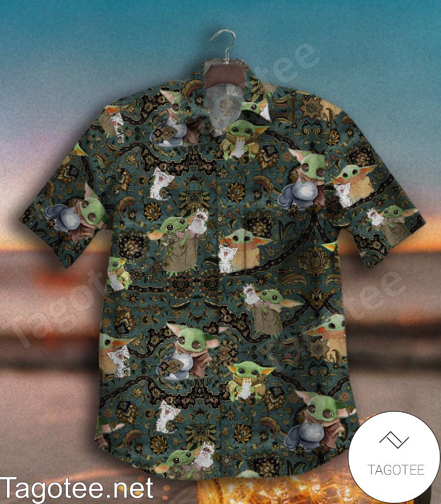 Baby Yoda With Cute Cats Hawaiian Shirt