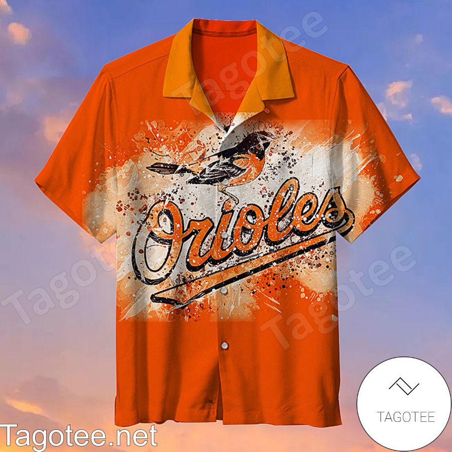 Baltimore Orioles 2009 Logo Orange Hawaiian Shirt