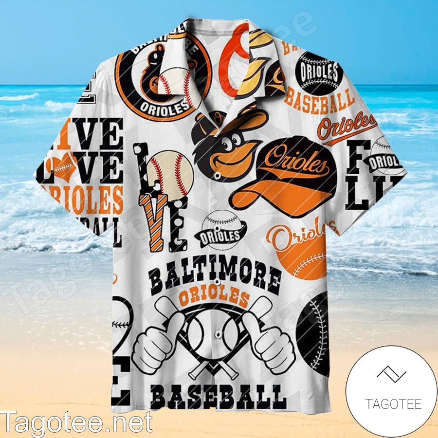 Baltimore Orioles Baseball Love White Hawaiian Shirt
