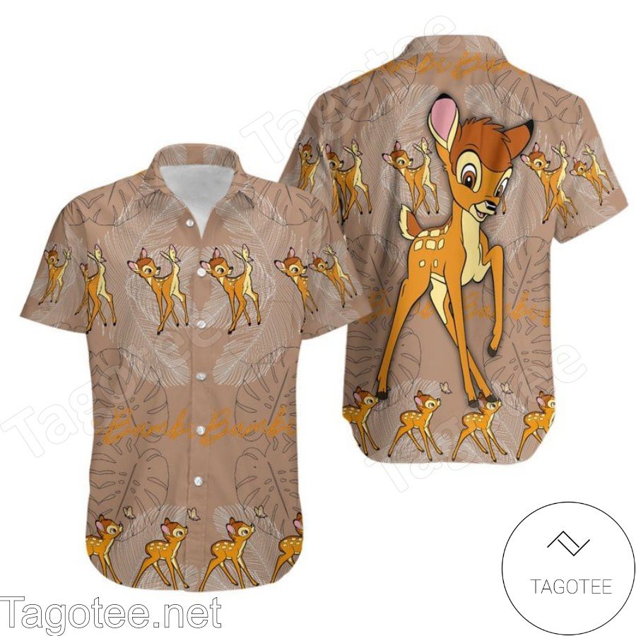 Bambi Feather Pattern Disney Brown Hawaiian Shirt And Short