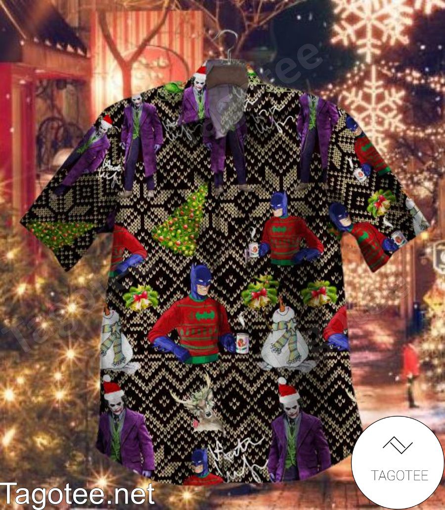 Batman And Joker Wool Pattern Hawaiian Shirt