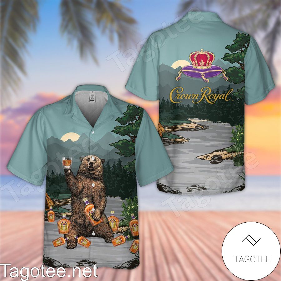 Bear Drinks Crown Royal Forest Hawaiian Shirt And Short