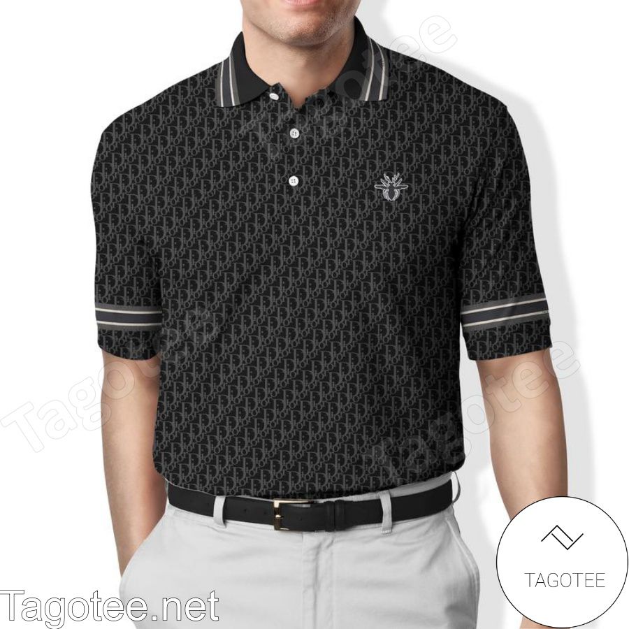 Bee Dior Monogram Black Polo Shirt