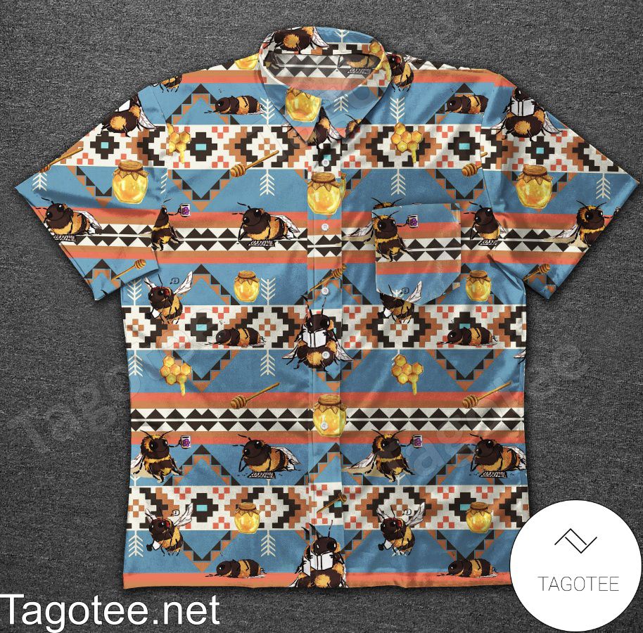 Bee Tribal Pattern Hawaiian Shirt