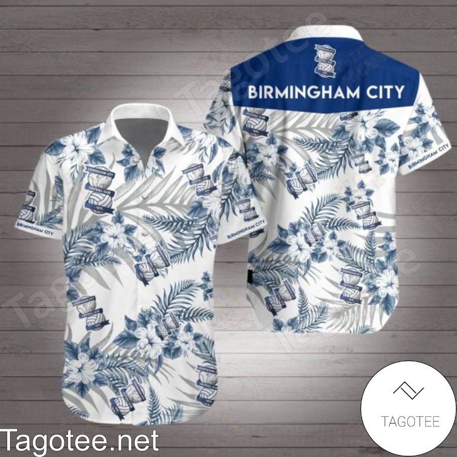 Birmingham City Navy Tropical Floral White Hawaiian Shirt
