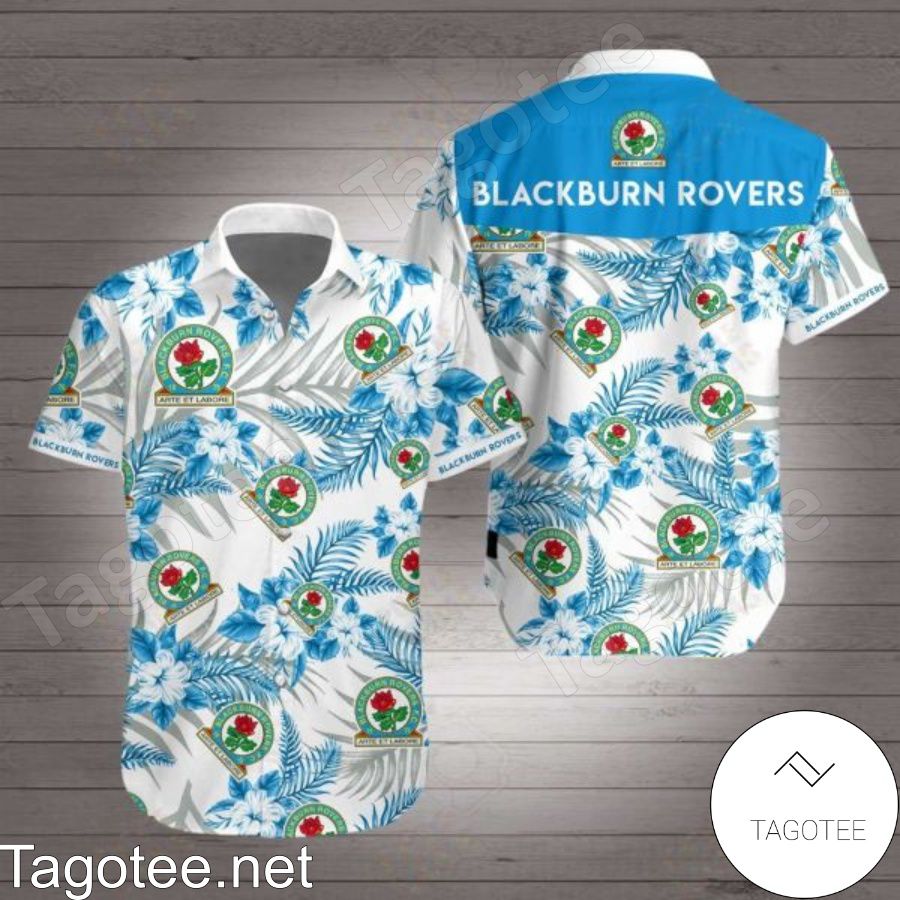 Blackburn Rovers Blue Tropical Floral White Hawaiian Shirt