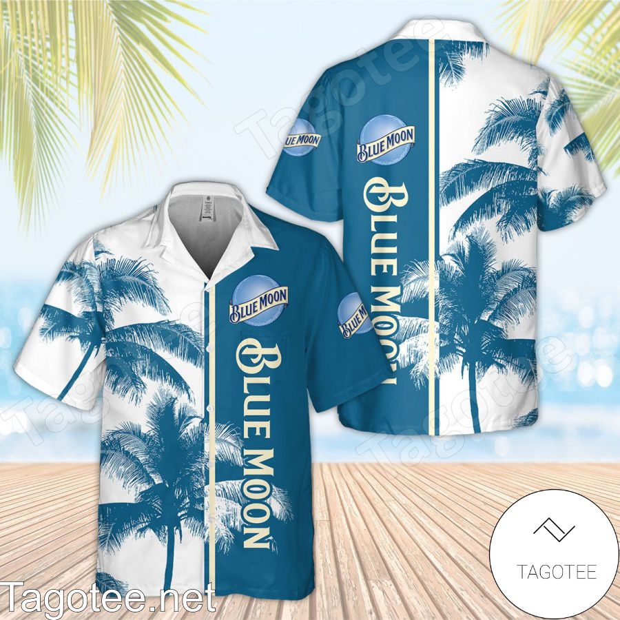 Blue Moon Palm Tree White Blue Hawaiian Shirt And Short