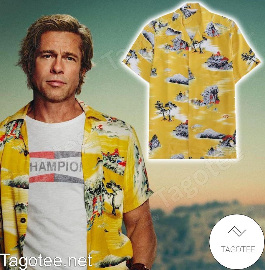 Brad Pitt Once Upon a Time in Hollywood Yellow Hawaiian Shirt And Short