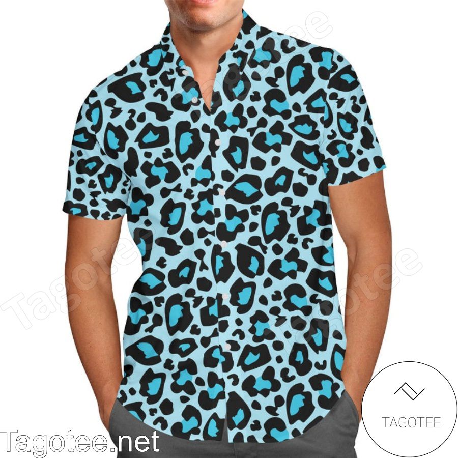 Bright Blue Leopard Print Toy Story Ken Inspired Hawaiian Shirt And Short