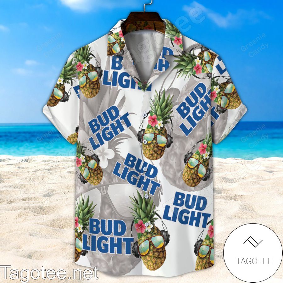 Bud Light Funny Pineapple Unisex White Hawaiian Shirt And Short