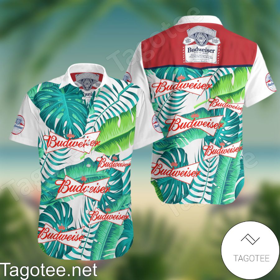Budweiser Tropical Leafs Hawaiian Shirt And Short