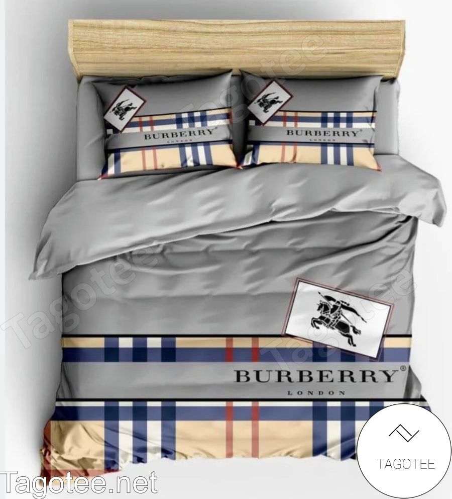 Burberry London Grey Mix Plaid Luxury Bedding Set