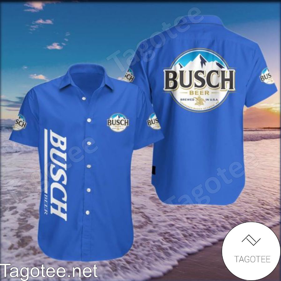 Busch Beer For Hot Summer Blue Hawaiian Shirt