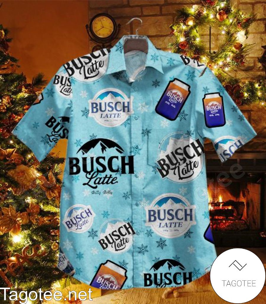 Busch Latte Snow Flower Blue Hawaiian Shirt