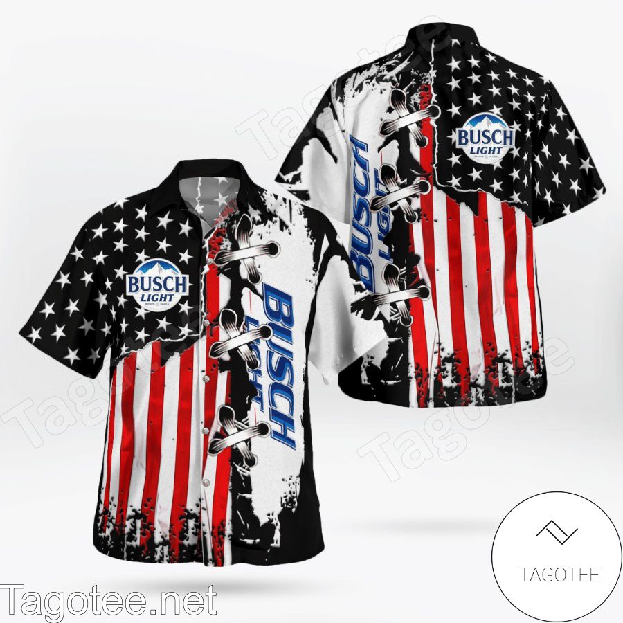 Busch Light American Flag Color Independence Day Hawaiian Shirt And Short