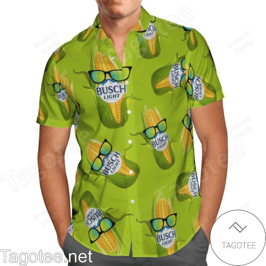 Busch Light Funny Corn Unisex Green Hawaiian Shirt And Short