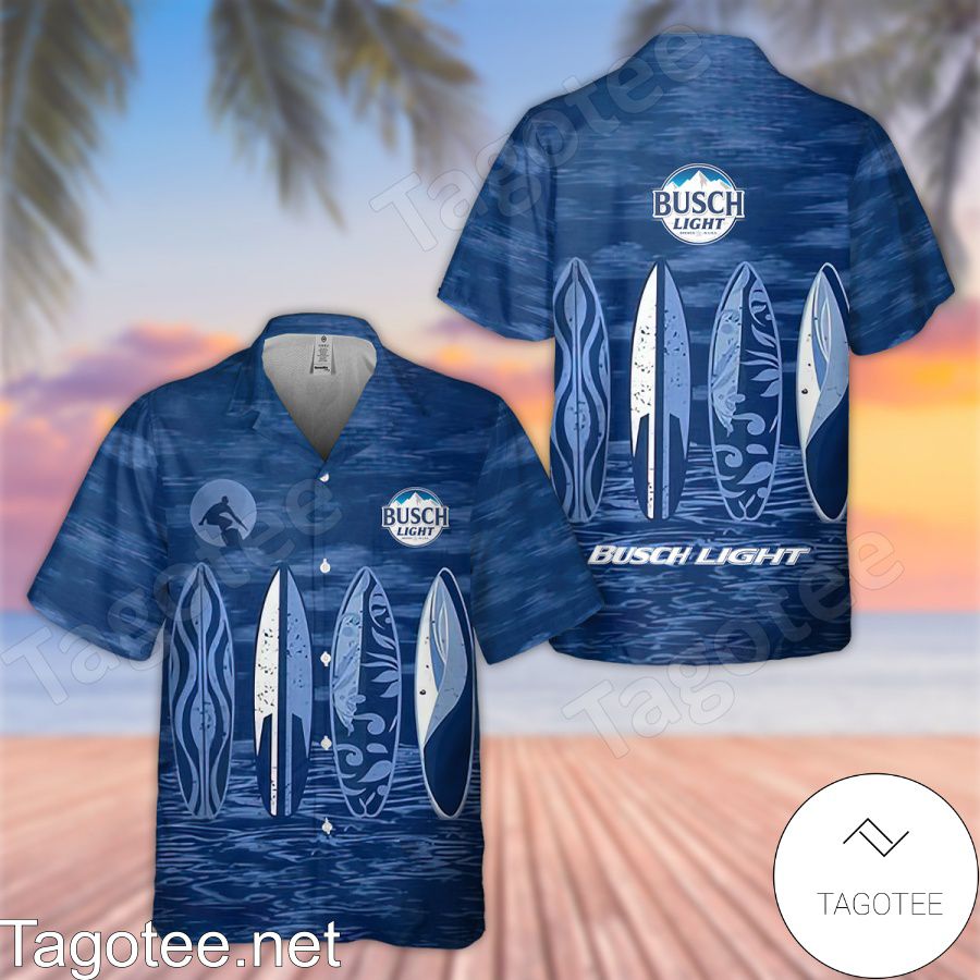 Busch Light Navy Holiday Surfing Blue Hawaiian Shirt And Short