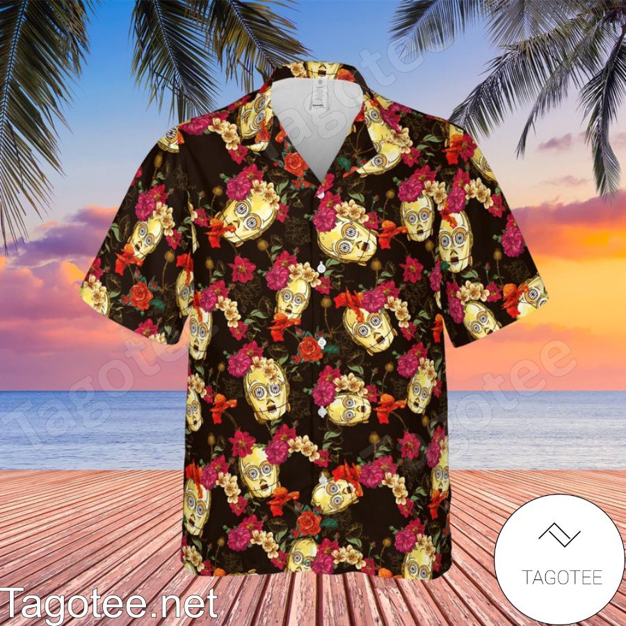 C 3PO Star Wars Floral Pattern Hawaiian Shirt And Short