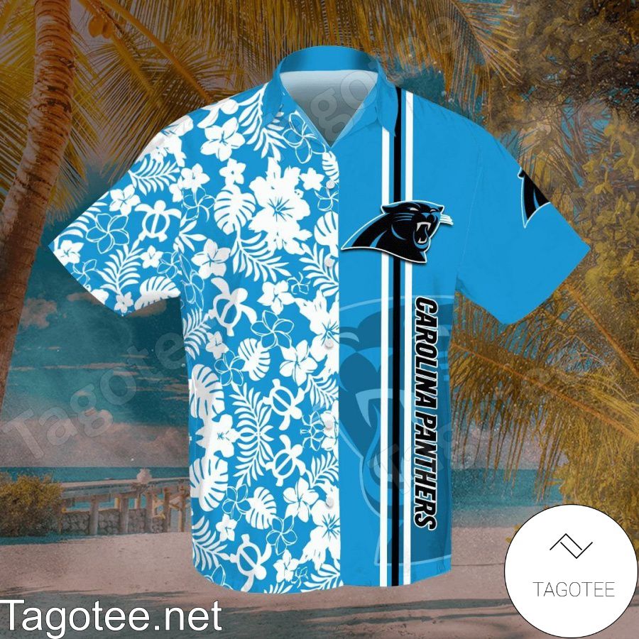 Carolina Panthers Flowery Blue Hawaiian Shirt And Short