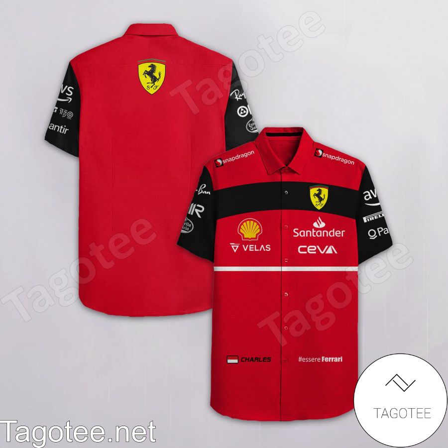 Charles Leclerc Scuderia Ferrari F1 Racing Velas Santander Ceva Red Hawaiian Shirt And Short