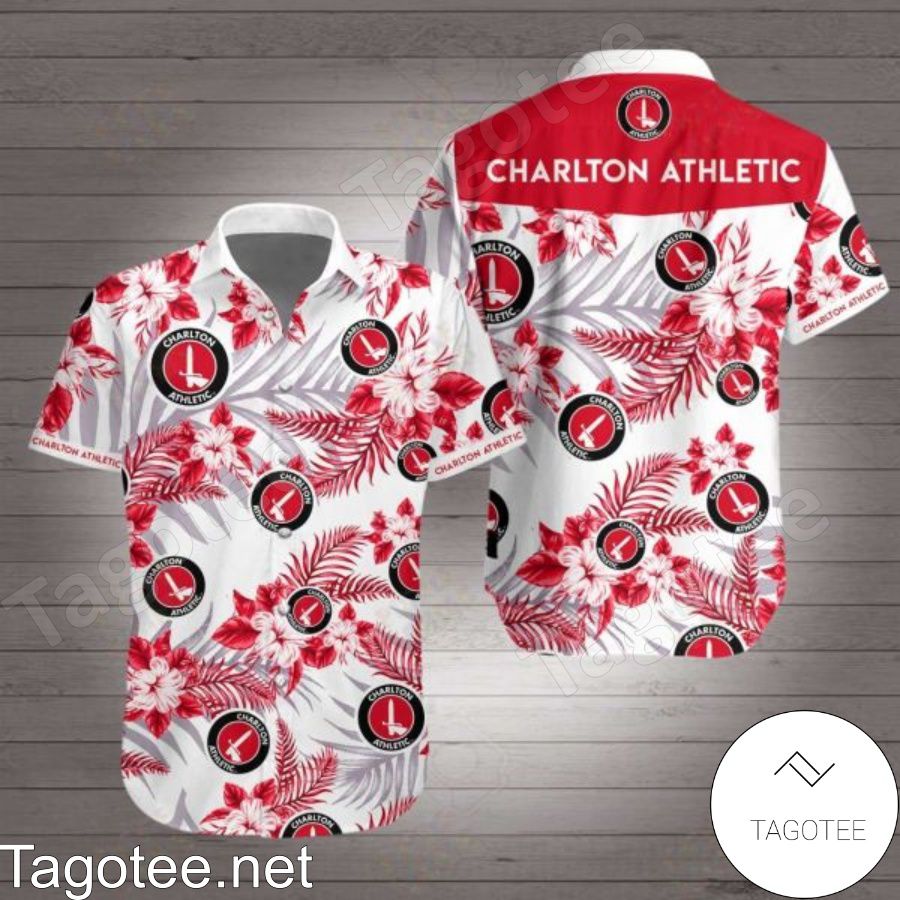 Charlton Athletic Red Tropical Floral White Hawaiian Shirt