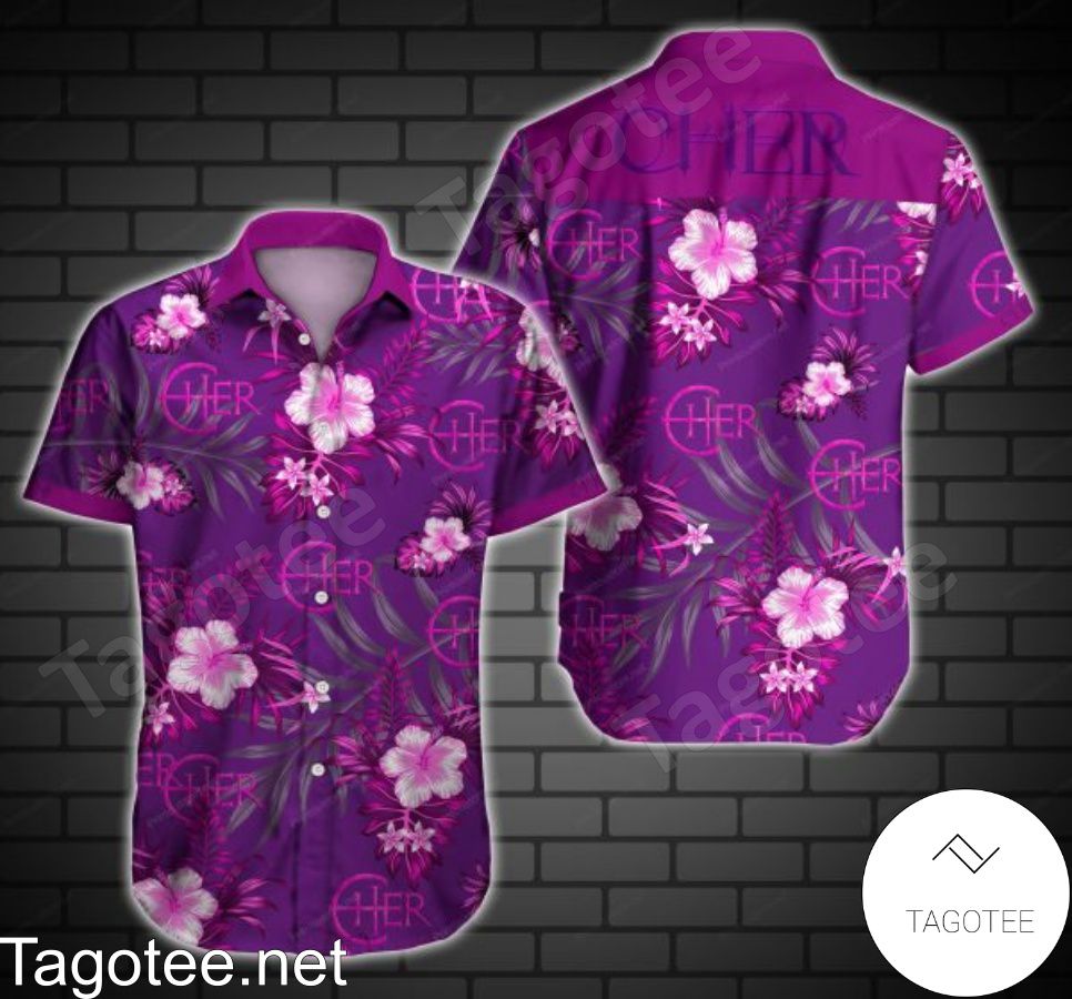 Cher Tropical Floral Purple Hawaiian Shirt