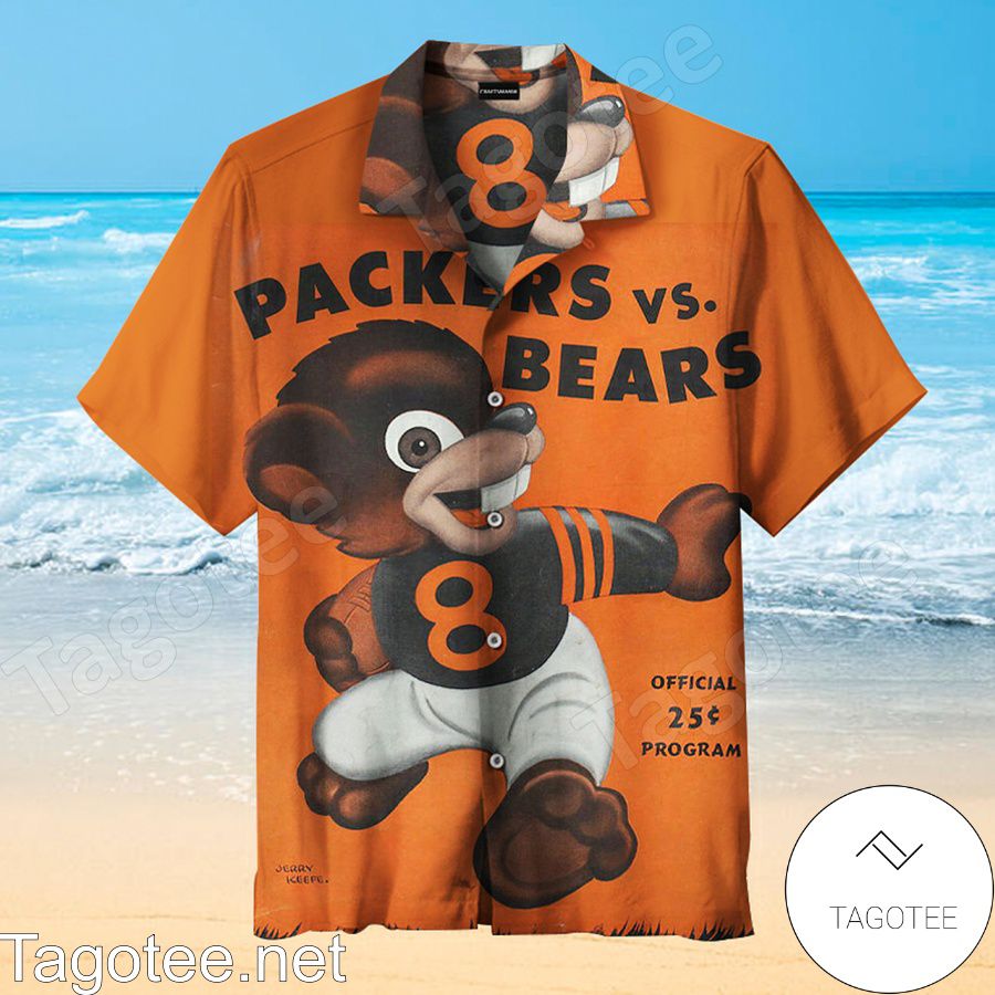 Chicago Bears Vs Green Bay Packers Game Program Poster Vintage Football Hawaiian Shirt