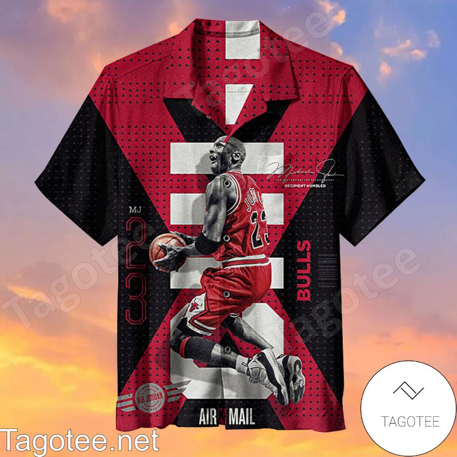 Chicago Bulls Michael Jordan 23 Legend Red And Black Hawaiian Shirt