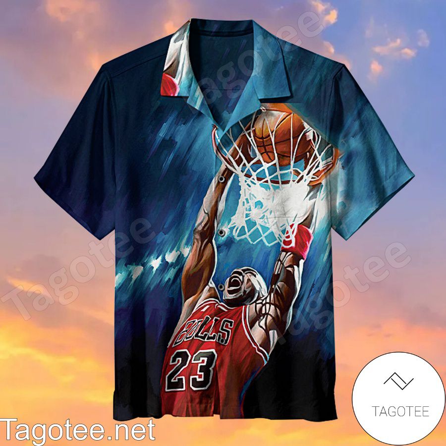 Chicago Bulls Michael Jordan Throw The Ball Into The Basket Hawaiian Shirt