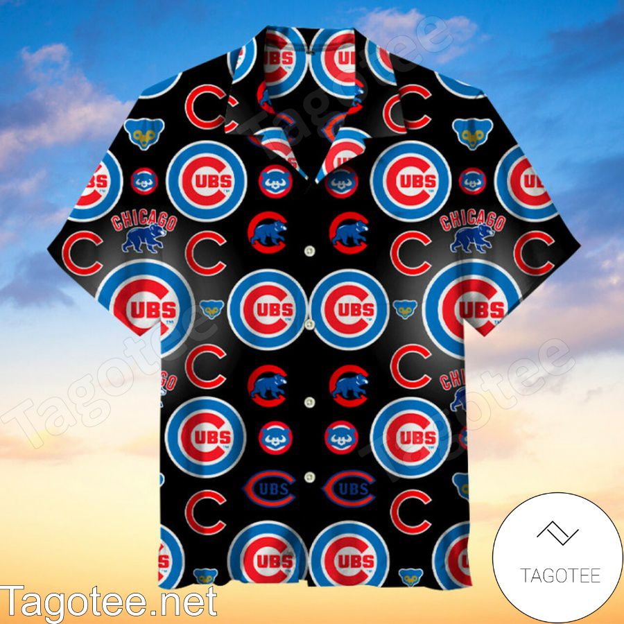 Chicago Cubs Baseball Logo Black Hawaiian Shirt