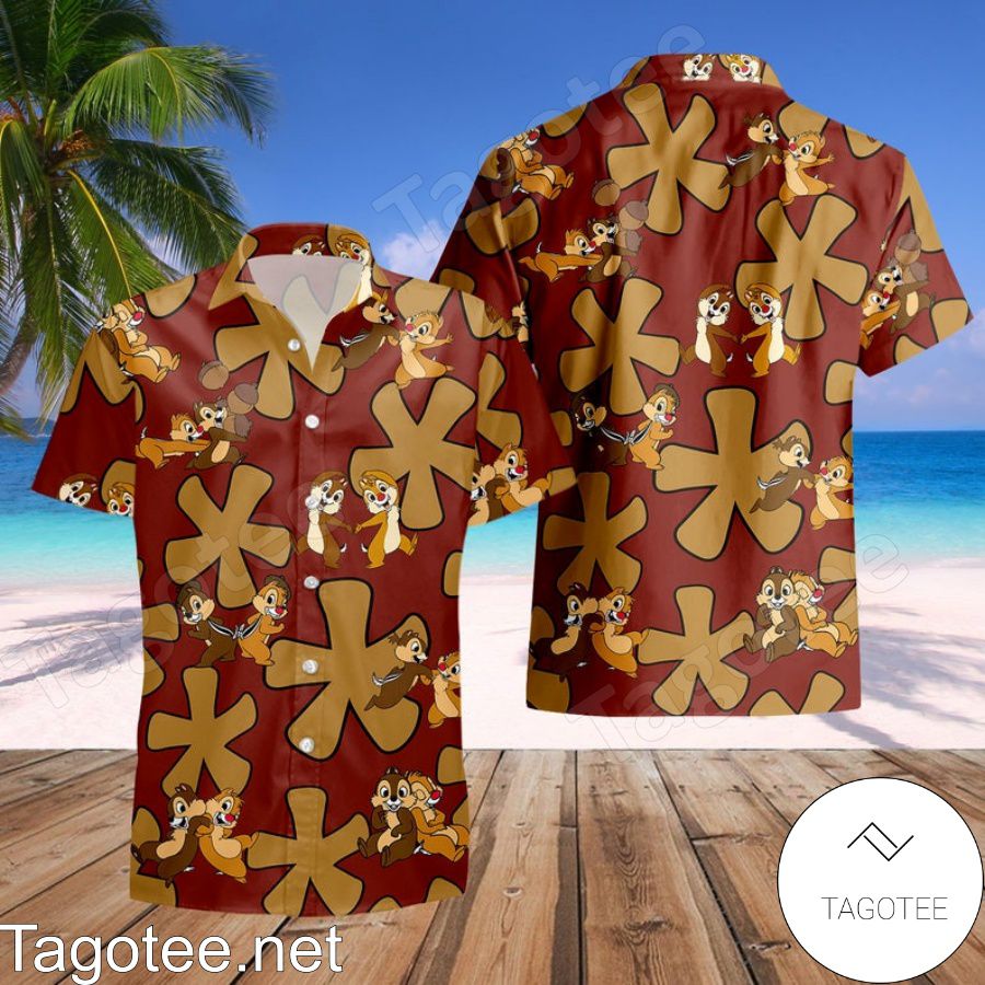 Chip & Dale Rescue Rangers Dark Red Hawaiian Shirt And Short