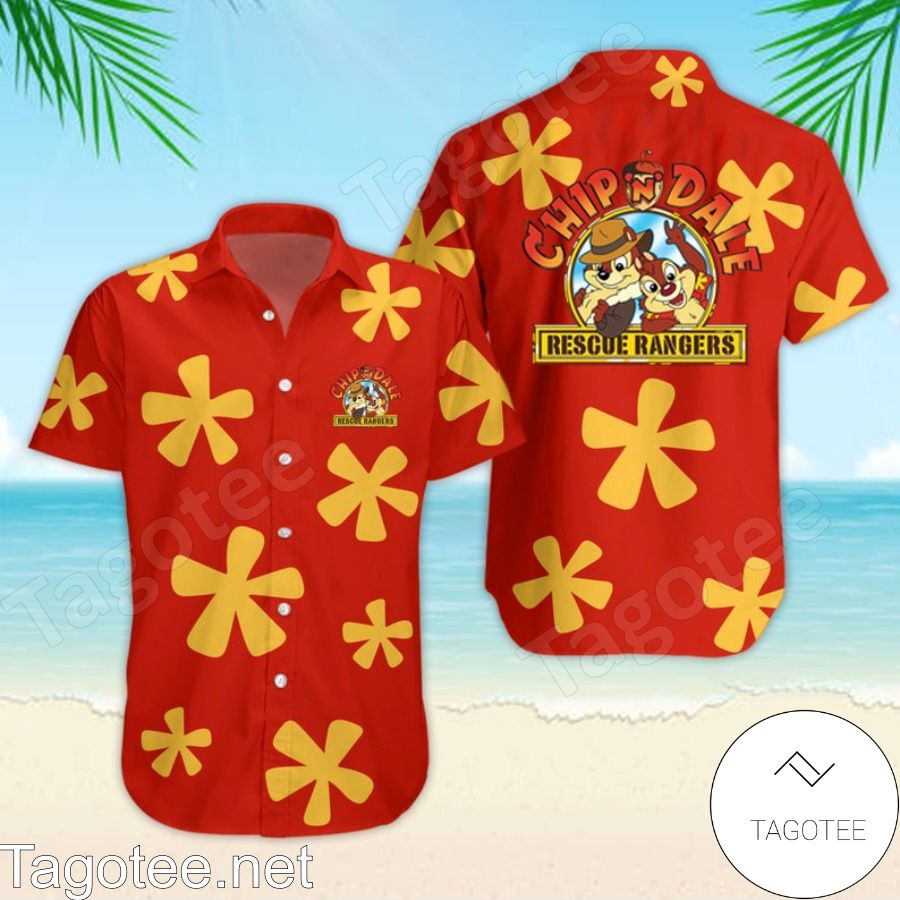Chip & Dale Rescue Rangers Floral Pattern Red Hawaiian Shirt And Short