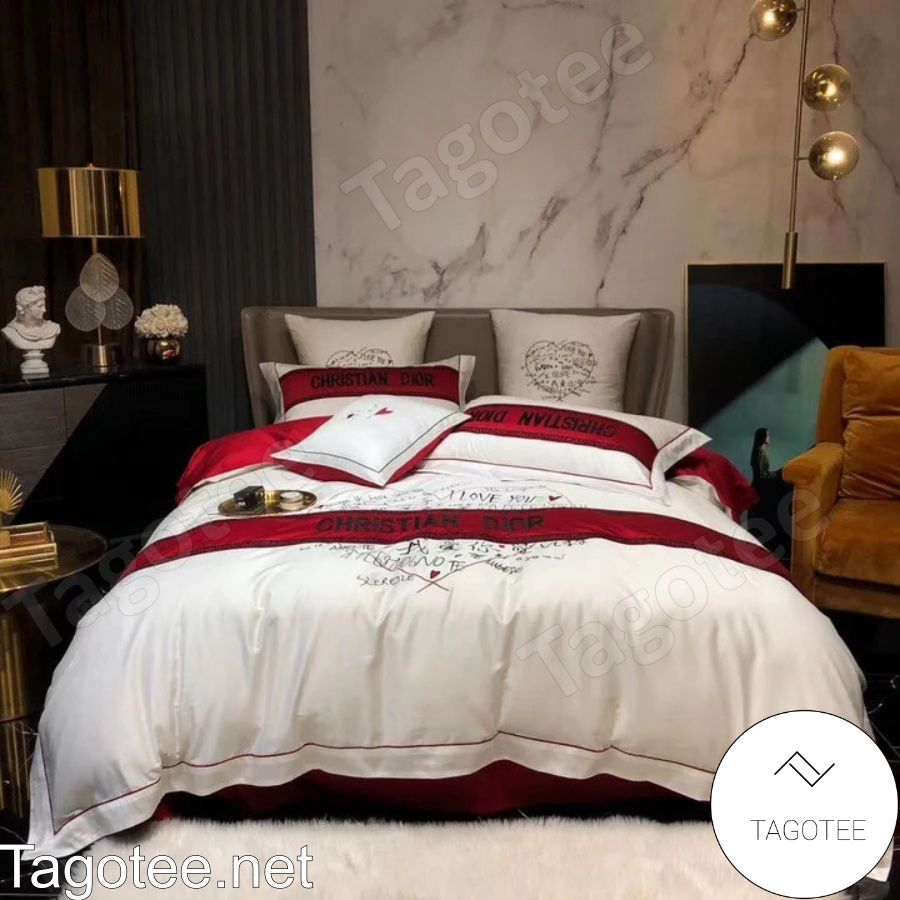 Christian Dior Love Heart White Bedding Set