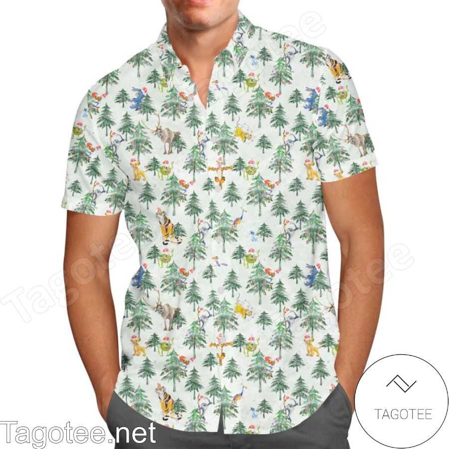 Christmas Disney Forest Cartoon Graphics Hawaiian Shirt And Short