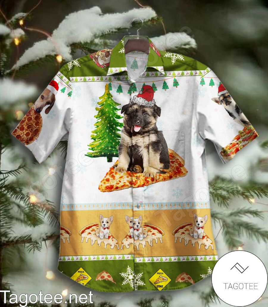Christmas Pizza And Dogs Hawaiian Shirt